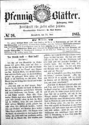 No. 26, Sonnabend, den 24. Juni