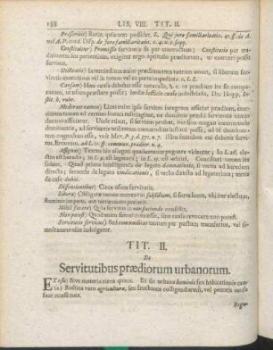 Tit. II. De Servitutibus prædiorum urbanorum.