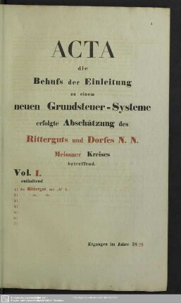 Beispielsweise Abschätzung eines Rittergutes
