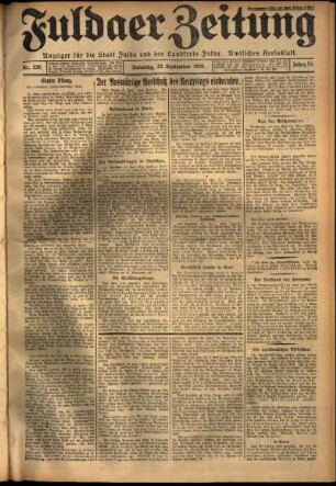 Erste Ausgabe vom Samstag, den 22. September 1928.