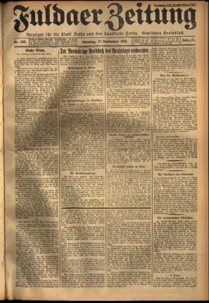 Erste Ausgabe vom Samstag, den 22. September 1928.