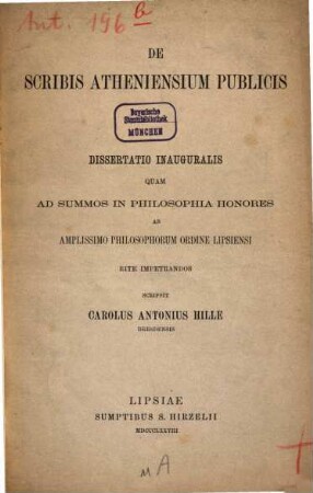 De scribis Atheniensium publicis : dissertatio inauguralis
