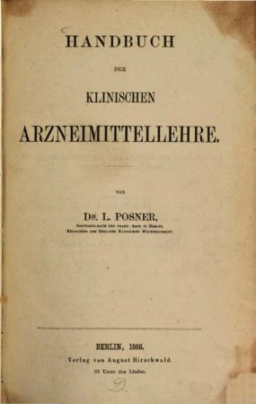 Handbuch der Klinischen Arzneimittellehre