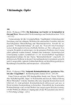 121-126, Viktimologie. Opfer