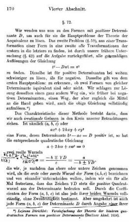 §. 72. Positive Determinanten. Erste und zweite Wurzel einer Form