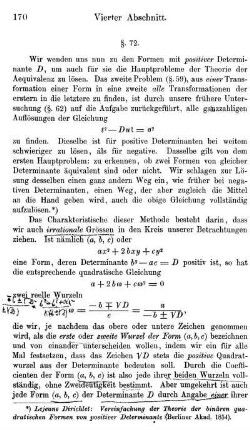 §. 72. Positive Determinanten. Erste und zweite Wurzel einer Form