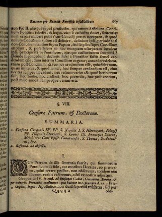 667-671, § VIII. Censurae Patrum, & Doctorum