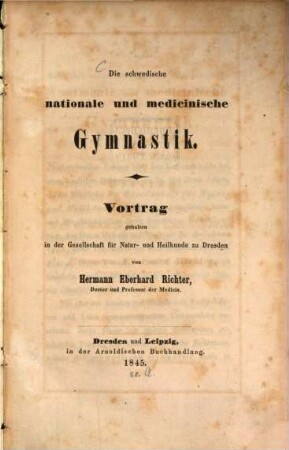 Die schwedische nationale und medicinische Gymnastik