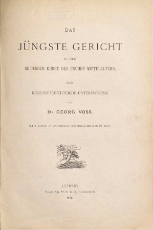 Das Jüngste Gericht in der bildenden Kunst des frühen Mittelalters : eine kunstgeschichtliche Untersuchung