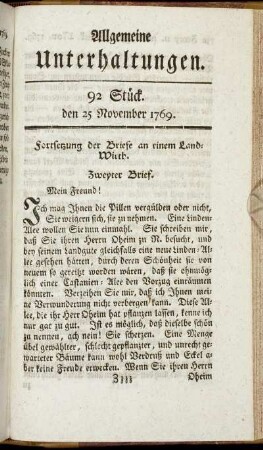92 Stück. d. 25. November 1769.