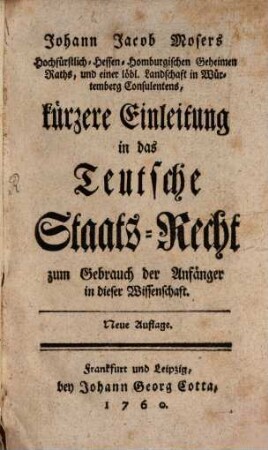 Kürzere Einleitung in das Teutsche Staats-Recht