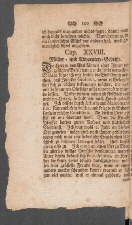 Cap. XXVIII. Müller- und Advocaten-Gebeiße
