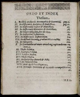 Ordo Et Index Thesium.