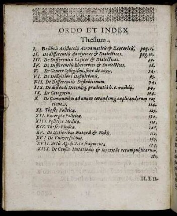 Ordo Et Index Thesium.