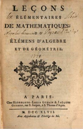 Leçons élémentaires de mathematiques