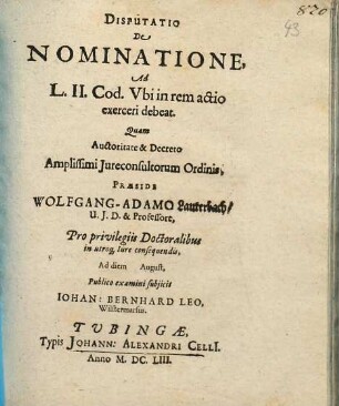 Disputatio De Nominatione, Ad L. II. Cod. Ubi in rem actio exerceri debeat