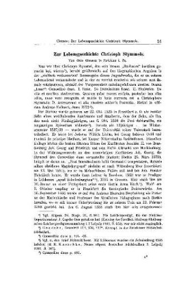 Zur Lebensgeschichte Christoph Stymmels