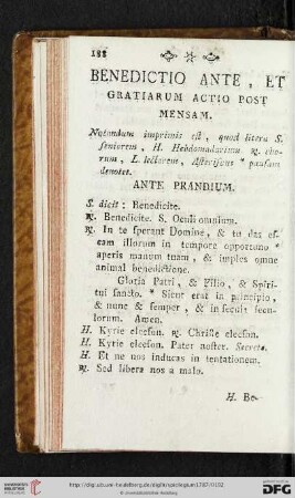 Benedictiones mensae