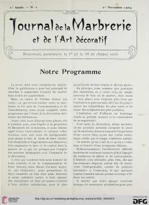 Nr. 1 (1er Novembre 1903)