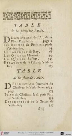 Table de la seconde partie