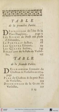 Table de la seconde partie