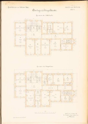 Amtsgericht und Gefängnis, Lublinitz: Grundriss 1.OG, EG 1:100