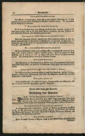 Sechs und vierzigste Lection. Fortsetzung von America