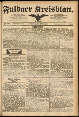 Erste Ausgabe vom Donnerstag, den 20. November 1902.