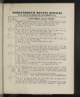 Directorium divini officii proanno Christi 1871