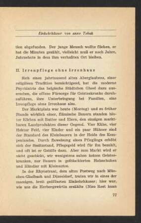 II. Irrenpflege ohne Irrenhaus
