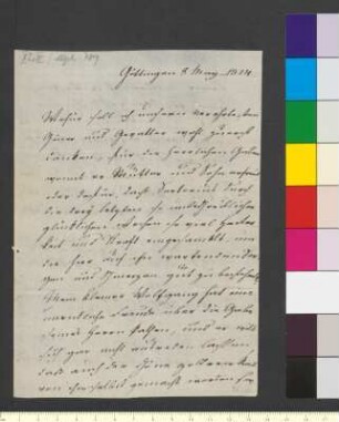 Brief von Sartorius, Karoline Dorothee an Goethe, Johann Wolfgang von