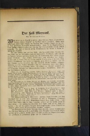Der Fall Meyrink. Von Wilhelm Kiefer.