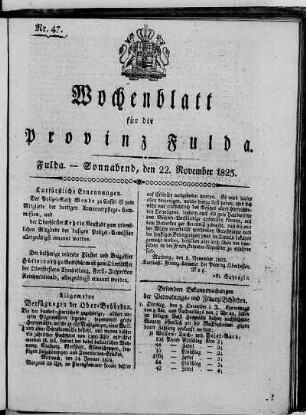 Nr. 47, Ausgabe vom 22. November 1823