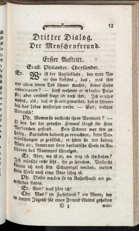 Dritter Dialog. Der Menschenfreund. - Die Thorheit eitler Wünsche.