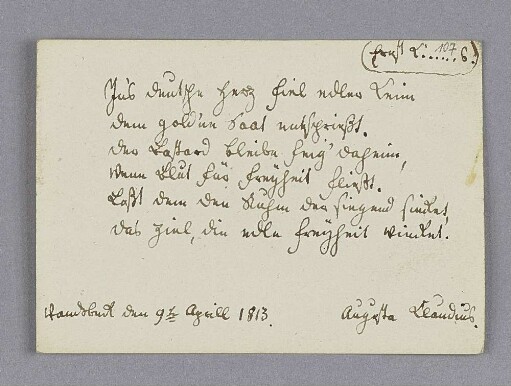 Auguste Claudius. – Wandsbeck, 09.04.1813