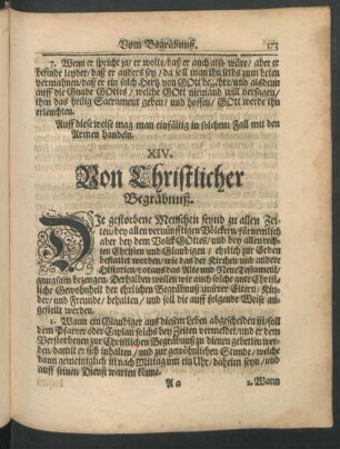 XIV. Von Christlicher Begräbnuß