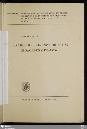 Ländliche Leinenproduktion in Sachsen (1470-1555)