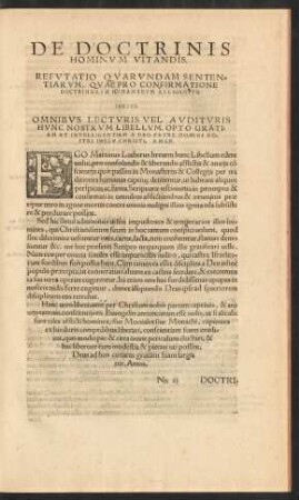 De Doctrinis Hominum Vitandis.