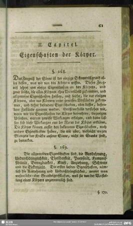 II. Capitel. Eigenschaften der Körper