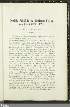 Peinliche Rechtssache des Eisenberger Bürgers Hans Petzolt (1595 - 1598)