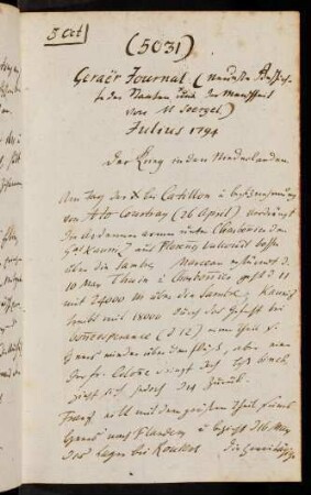 5031-5060, 5. Oct. 1794 Geraer Journal Julius 1794 ...