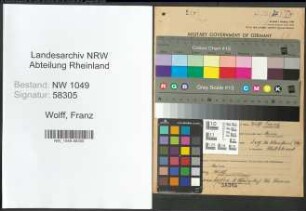 Entnazifizierung Franz Wolff , geb. 01.10.1896 (Spediteur)