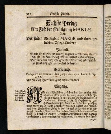 532-542, Sechste Predig am Fest der Reinigung Mariae