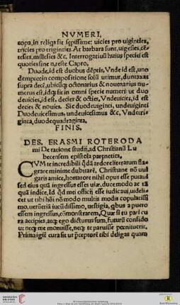 Des. Erasmi Roterodami. De ratione studii ad Christianu Lubecensem epistola parenetica