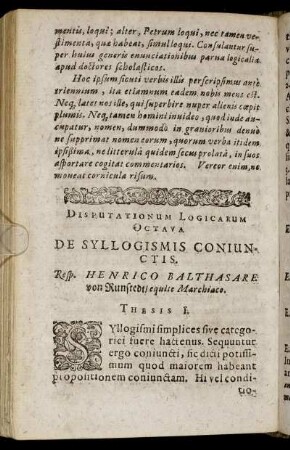 Disputationum Logicarum Octava De Syllogismis Coniunctis