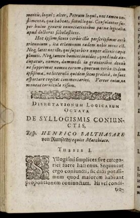 Disputationum Logicarum Octava De Syllogismis Coniunctis