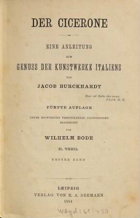 Der Cicerone : eine Anleitung zum Genuss der Kunstwerke Italiens, 2,1. Mittelalter und Renaissance ; 1: Register zum zweiten Theile und I. Abschnitt: Architektur