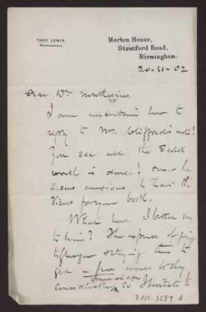 Schreiben an Hermann Muthesius (Brief)