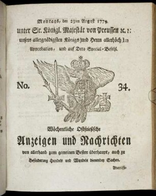 No. 34. Montags, den 23ten August 1779.