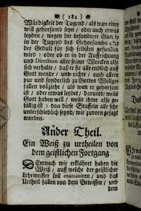 Ander Theil. Ein Weiß zu urtheilen von dem geistlichen Fortgang